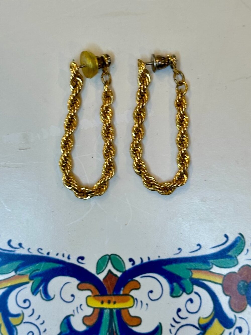 Unbranded chunky 1980s gold-tone rope earrings